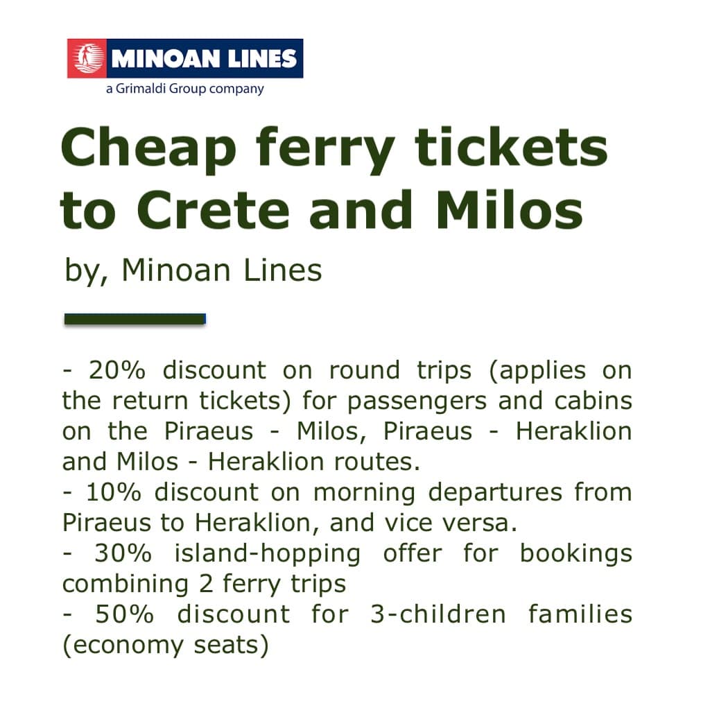 Minoan Lines'Cheap ferry tickets to Crete and Milos